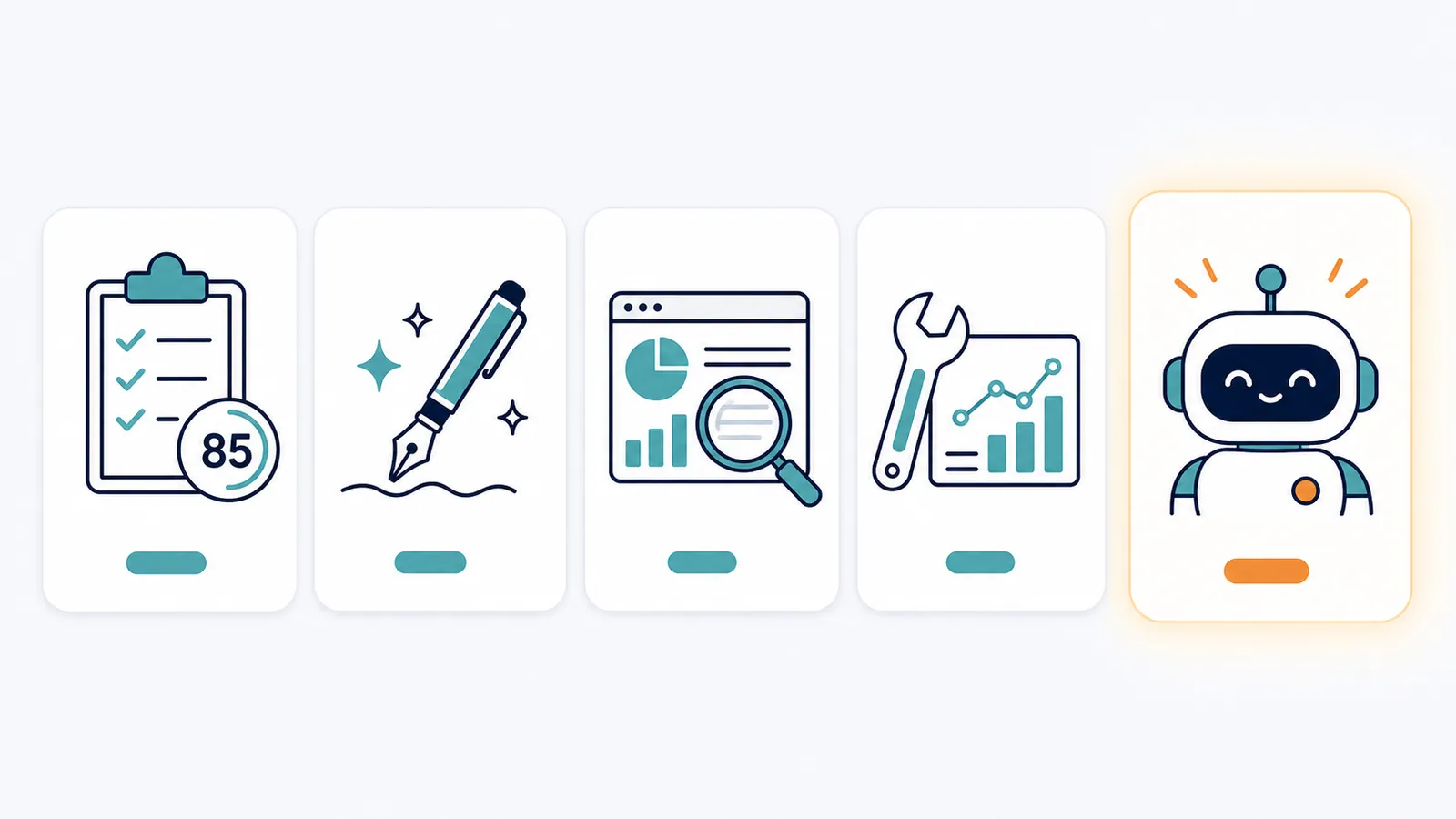 Five categories of AI SEO optimization tools, side by side